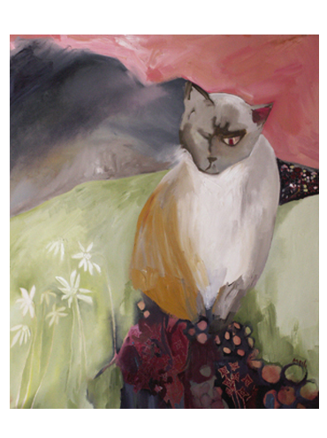disgruntled cat on a wall
