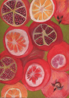 pomegranates and oranges